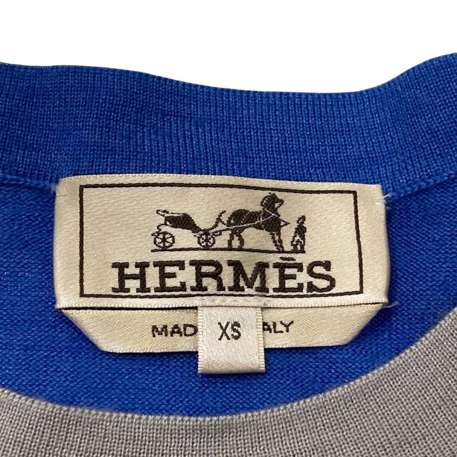 HERMES（エルメス） 【値下げ】HERMES 半袖ニット ブルー×グレー