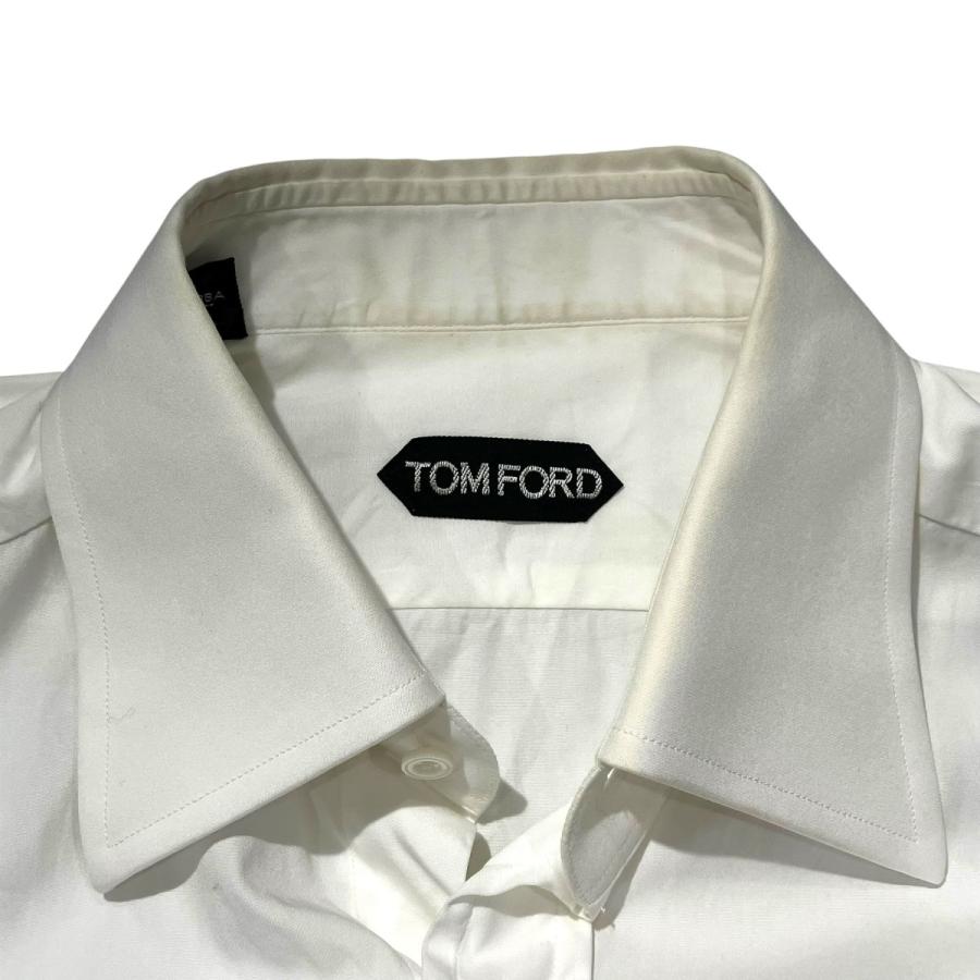 TOM FORD/トムフォード/ダブルカフスシャツ/size40/白 TOM FORD（トムフォード） セミワイドカラーダブルカフスシャツ 長袖