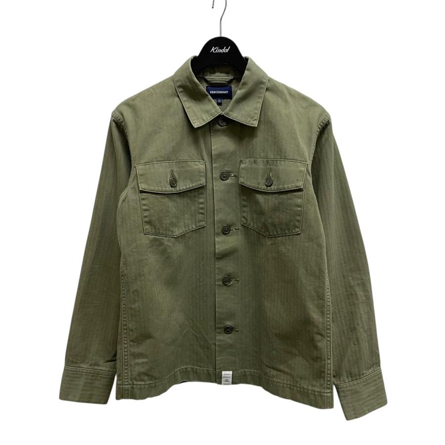 DESCENDANT ミリタリーシャツ オリーブ DESCENDANT ディセンダント ヘリンボーンワークシャツ オリーブ サイズ