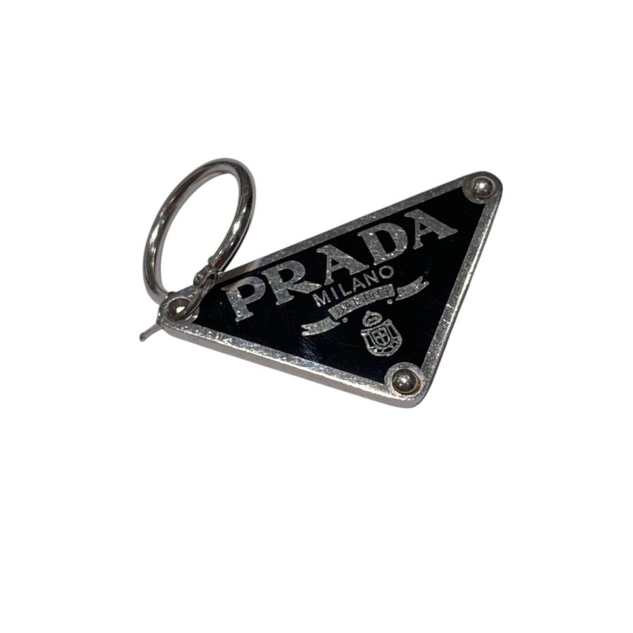 PRADA ブラック トライアングル ピアス PRADA（プラダ） トライアングルプレートピアス 片耳 シルバー