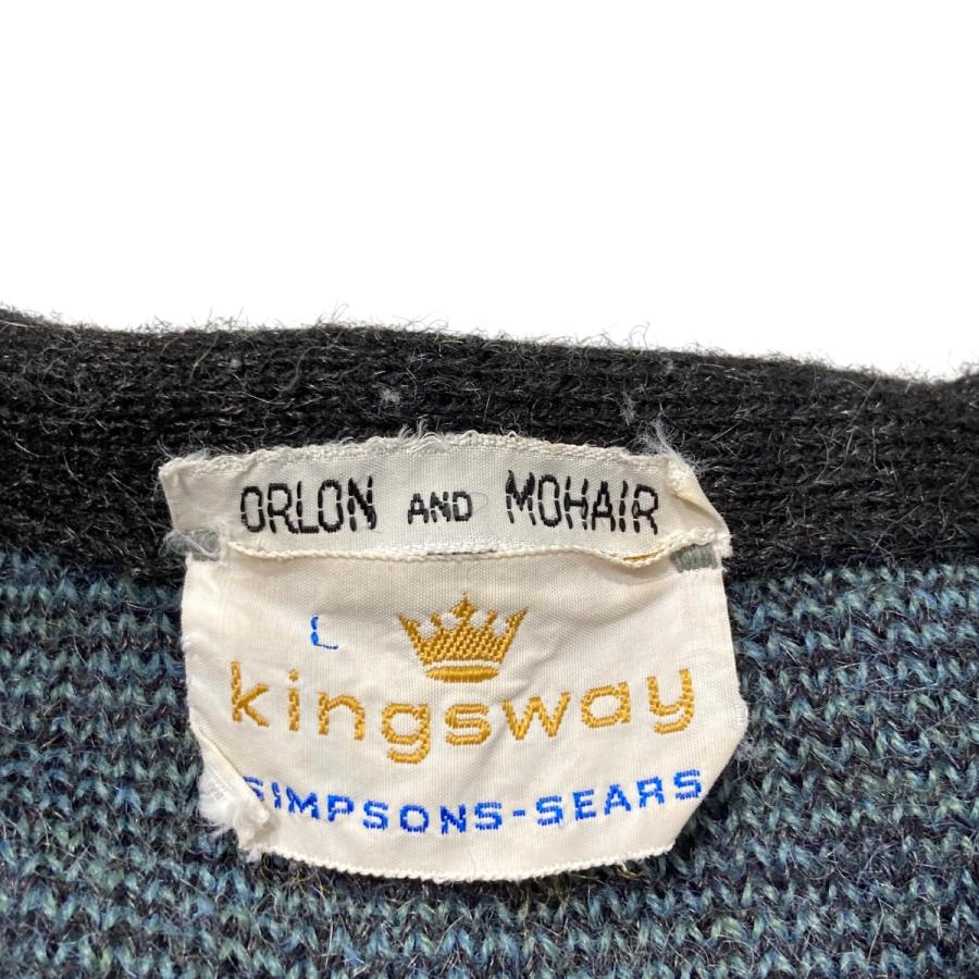 シアーズ Sears 60-70s Kingsway モヘアカーディガン ブラック×ブルー