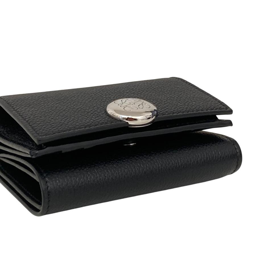 LOEWE ロエベ バーティカル ウォレット スモール 三つ折り財布　ブラック LOEWE（ロエベ） ぺブル バーティカル ウォレット スモール 3つ折り