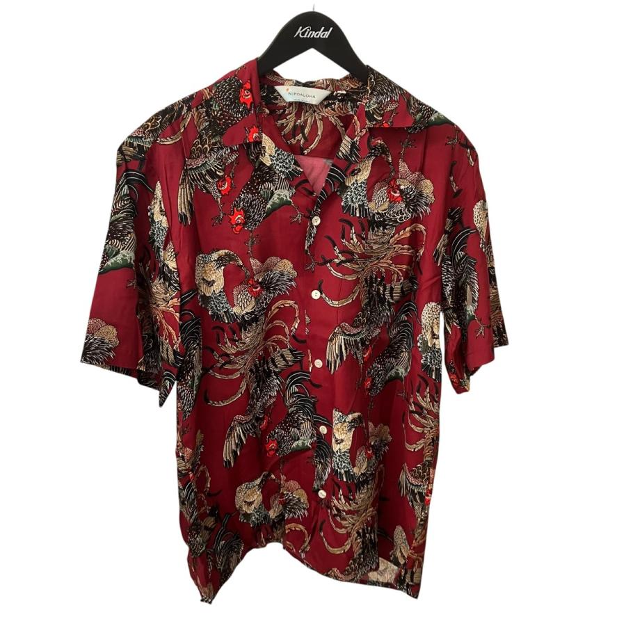NIPOALOHA ニポアロハ NIPOALOHA SHORT SLEEVE ALOHA SHIRT 伊藤若冲 群鶏 アロハシャツ レッド サイズ 3 カインドオルYahoo 店 - 通販 - Yahoo ショッピング