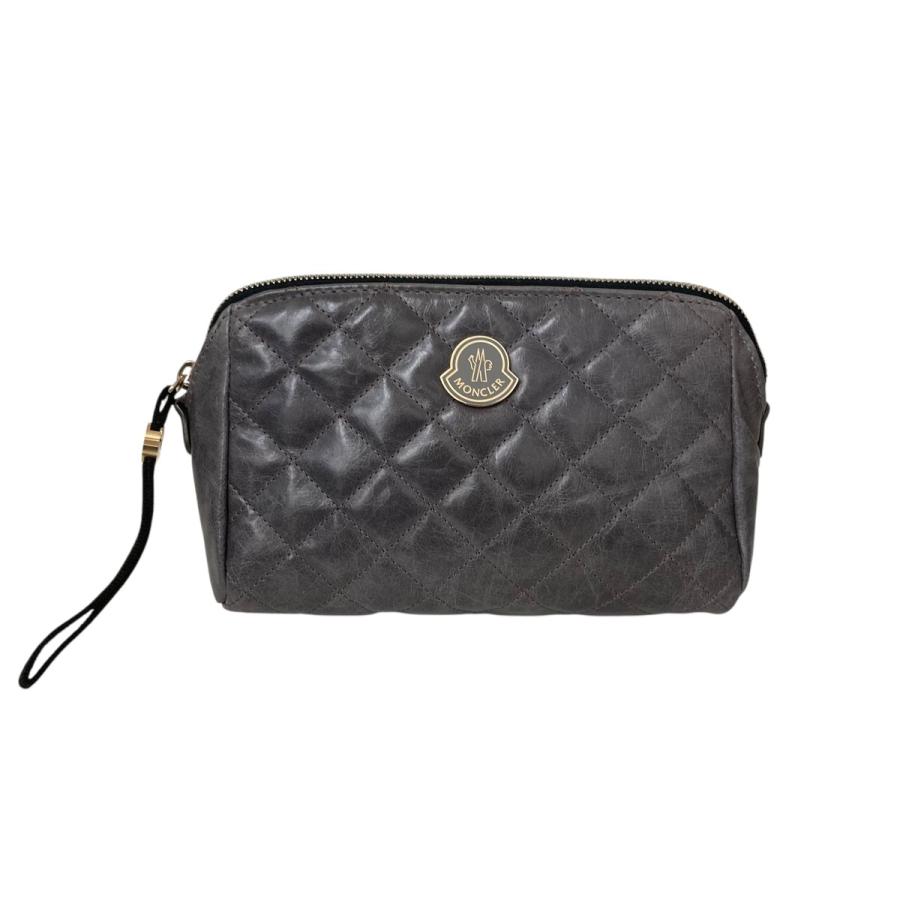 MONCLER（モンクレール） レザーキルティングポーチ グレー