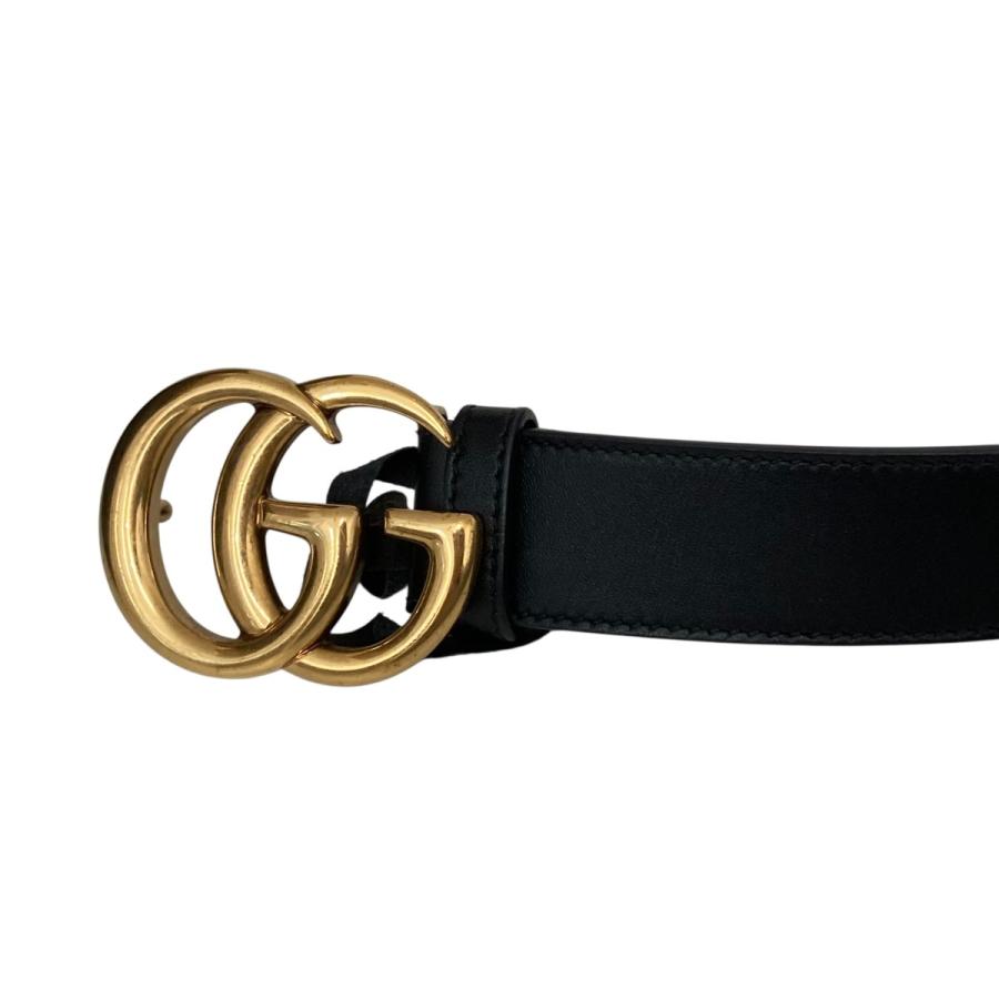 【美品】GUCCI ブラック ダブルGバックル レザー ベルト 75/30正規品 GUCCI（グッチ） ダブルG レザーベルト ブラック サイズ：75/30