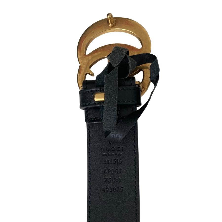 GUCCI（グッチ） ダブルG レザーベルト ブラック サイズ：75/30