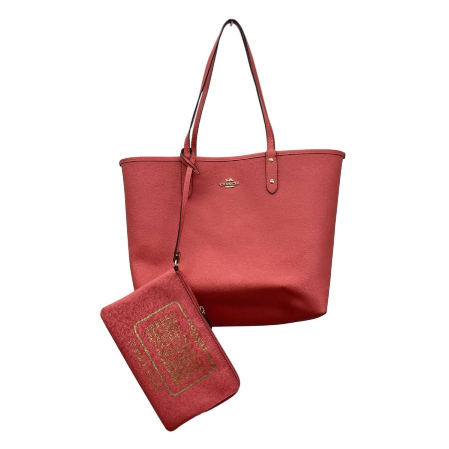 COACH ロゴトートバッグ ベージュ/ピンク COACH（コーチ） リバーシブル シグネチャー トートバッグ ベージュ
