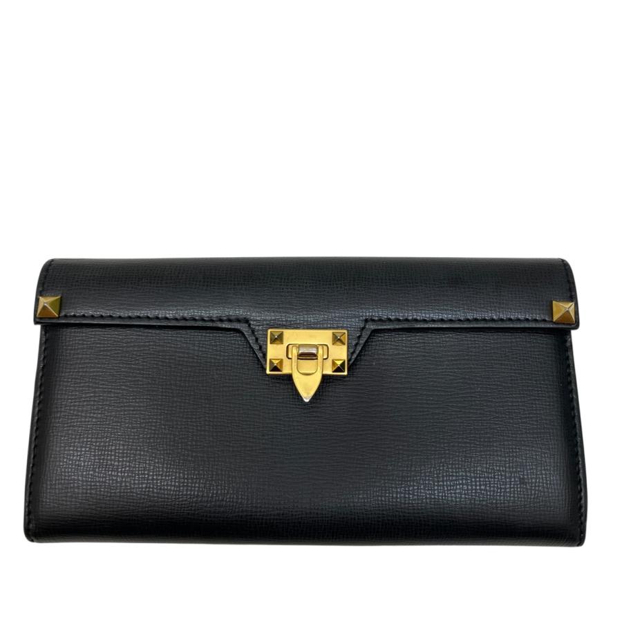 美品✨VALENTINO ヴァレンティノ ロックスタッズ 長財布 フラップ 黒 VALENTINO（ヴァレンティノ） ヴァレンチノ ロックスタッズ 長財布