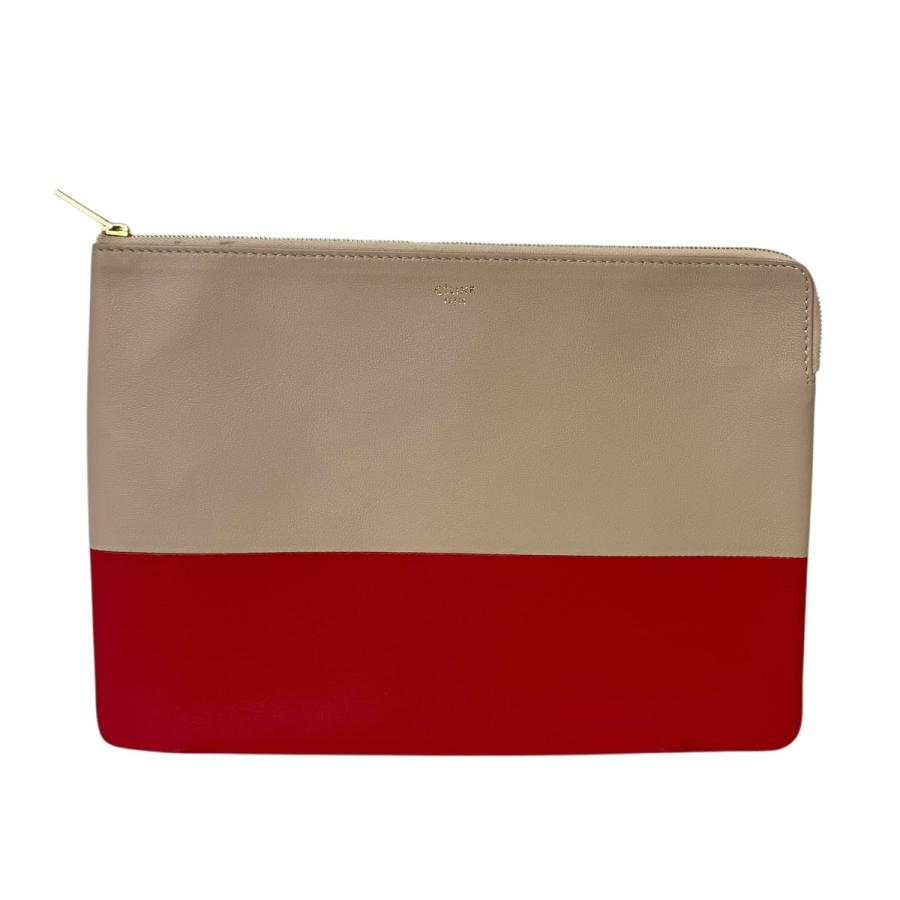 セリーヌ☆クラッチバッグ　バイカラー☆美品☆ヴィンテージ☆ハンドバッグ CELINE（セリーヌ） バイカラー クラッチバッグ ベージュ×レッド