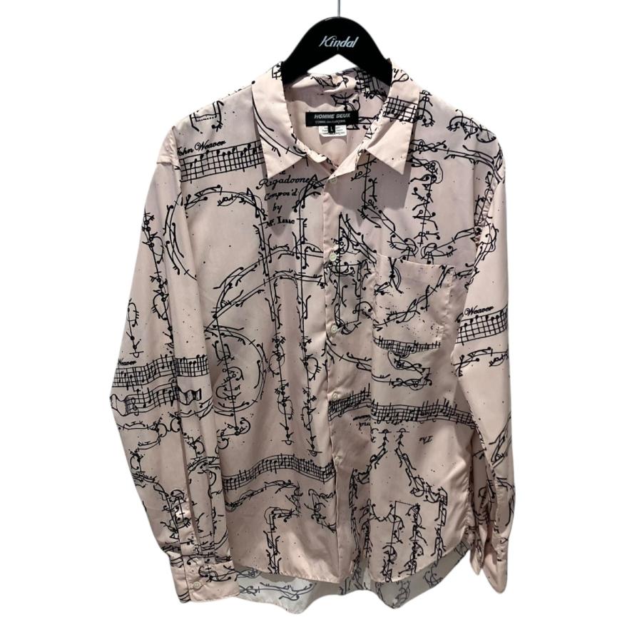 COMME des GARCONS HOMME DEUX 総柄 シャツ サイズL COMME des GARCONS HOMME DEUX コムデギャルソンオムドゥ 音符柄 総柄