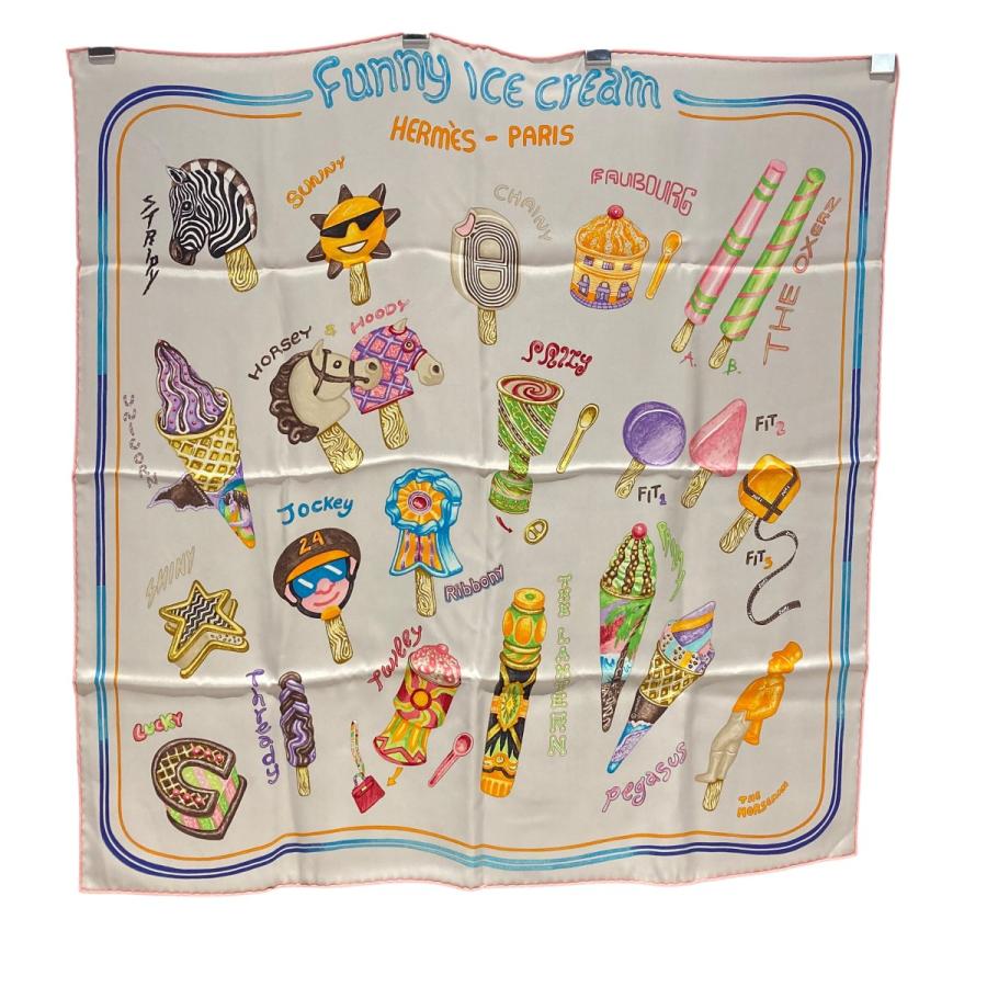 HERMES（エルメス） HERMES FUNNY ICE CREAM スカーフ グレー