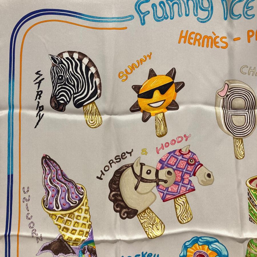 HERMES（エルメス） HERMES FUNNY ICE CREAM スカーフ グレー