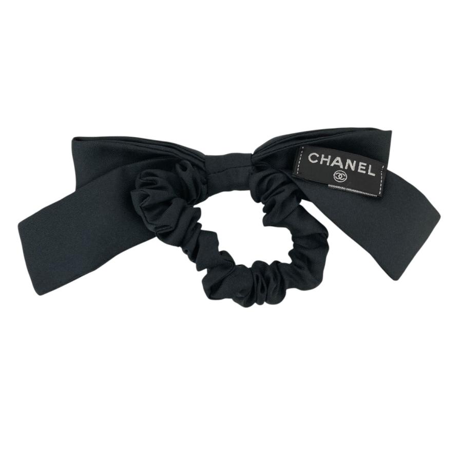 【CHANEL】シャネル シルクリボン♡シュシュ CHANEL（シャネル） シルクリボンロゴ シュシュ AA8926 ブラック