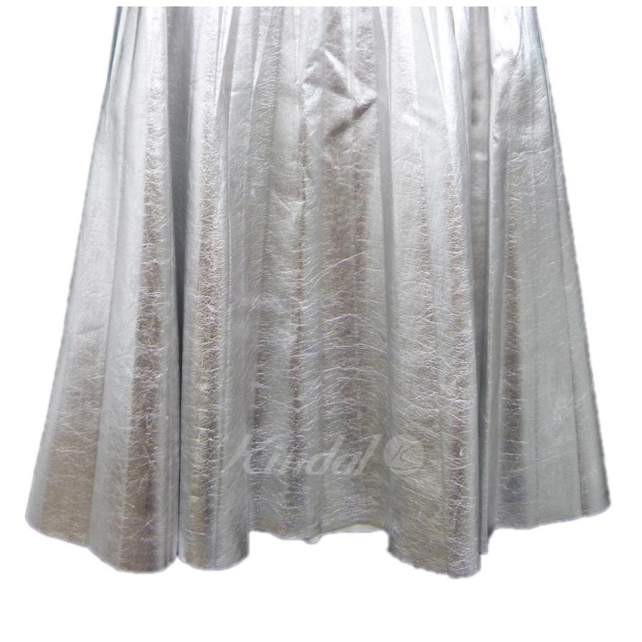 安い Gucci レザープリーツスカート シルバー サイズ 40 渋谷神南店