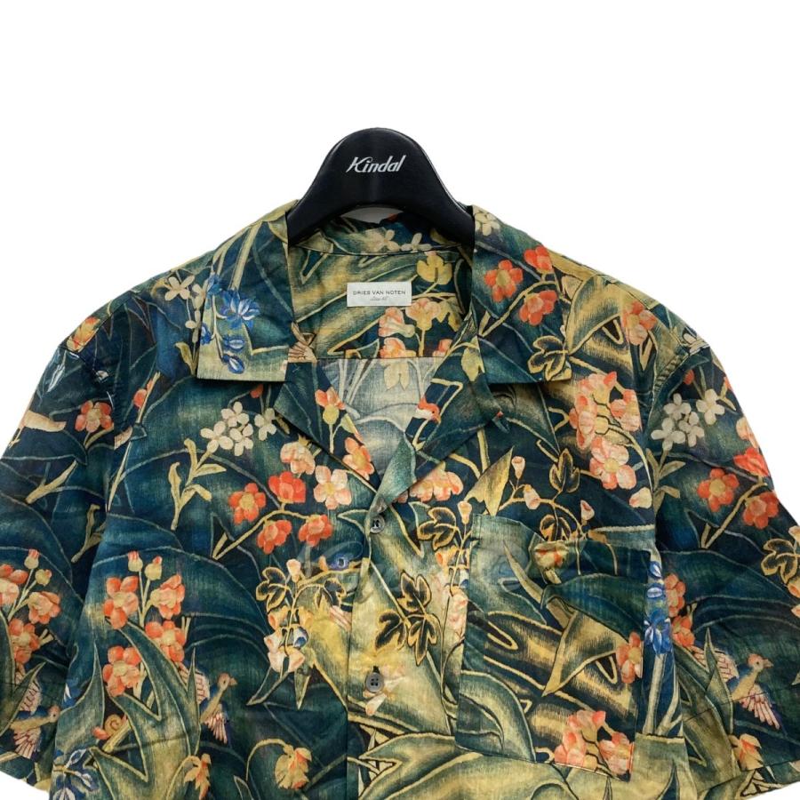 DRIES VAN NOTEN 半袖花柄シャツ ブルーグリーン サイズ：46 (渋谷神南 