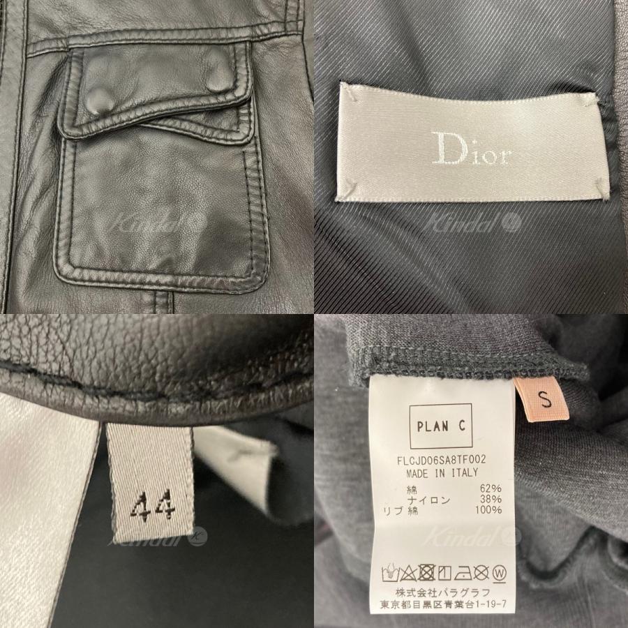 値下げ】Dior Homme クロスポケットレザージャケット ブラック サイズ