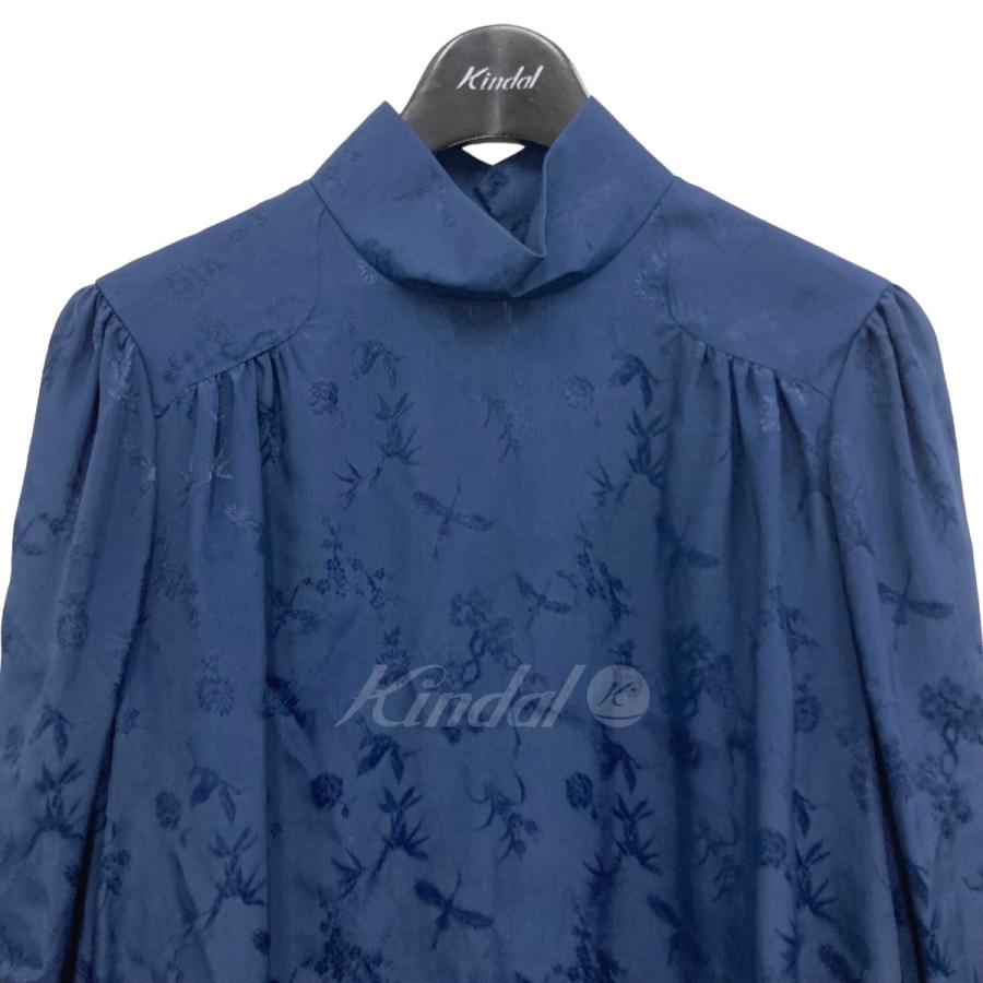 マメ クロゴウチ mame kurogouchi 2023SS 「Crane Pattern Jacquard Shirt」ブラウス ネイビー サイズ｜kindal｜03