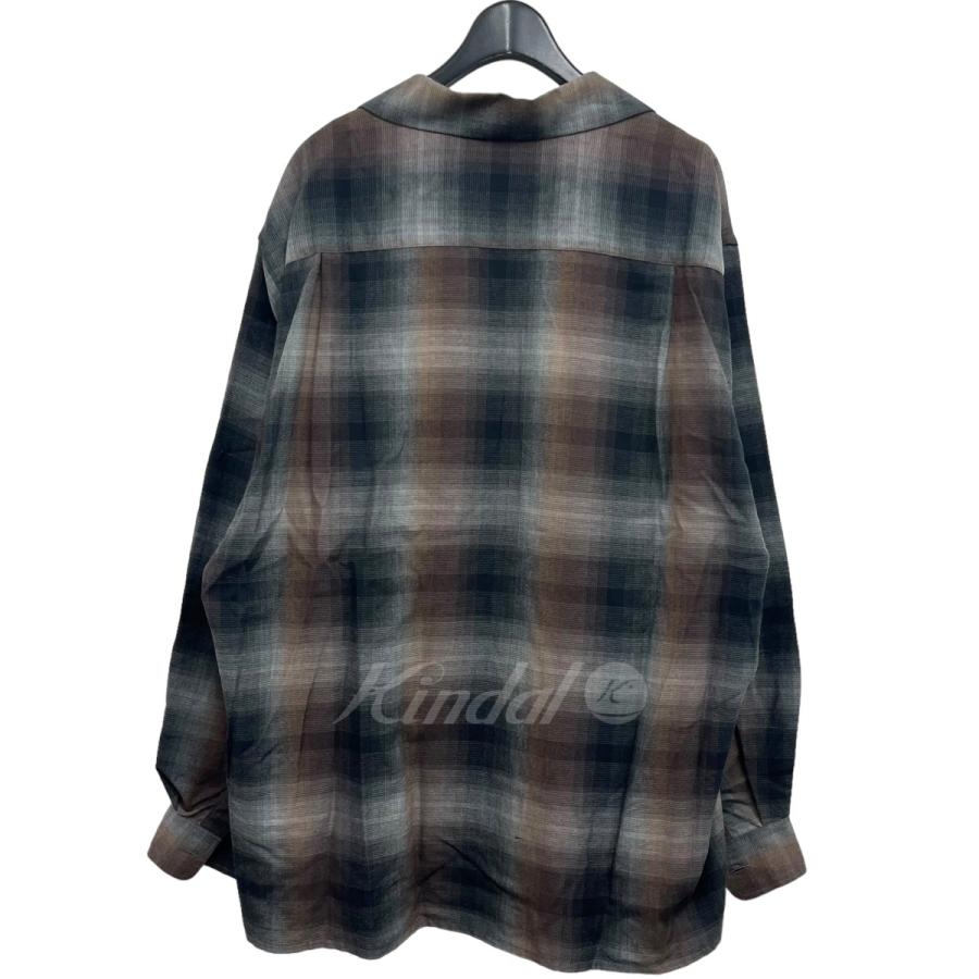 ワコマリア WACKO MARIA 2023AW 「OMBRE CHECK OPEN COLLAR SHIRT」 オンブレチェックシャツ ブラウン×グ｜kindal｜02