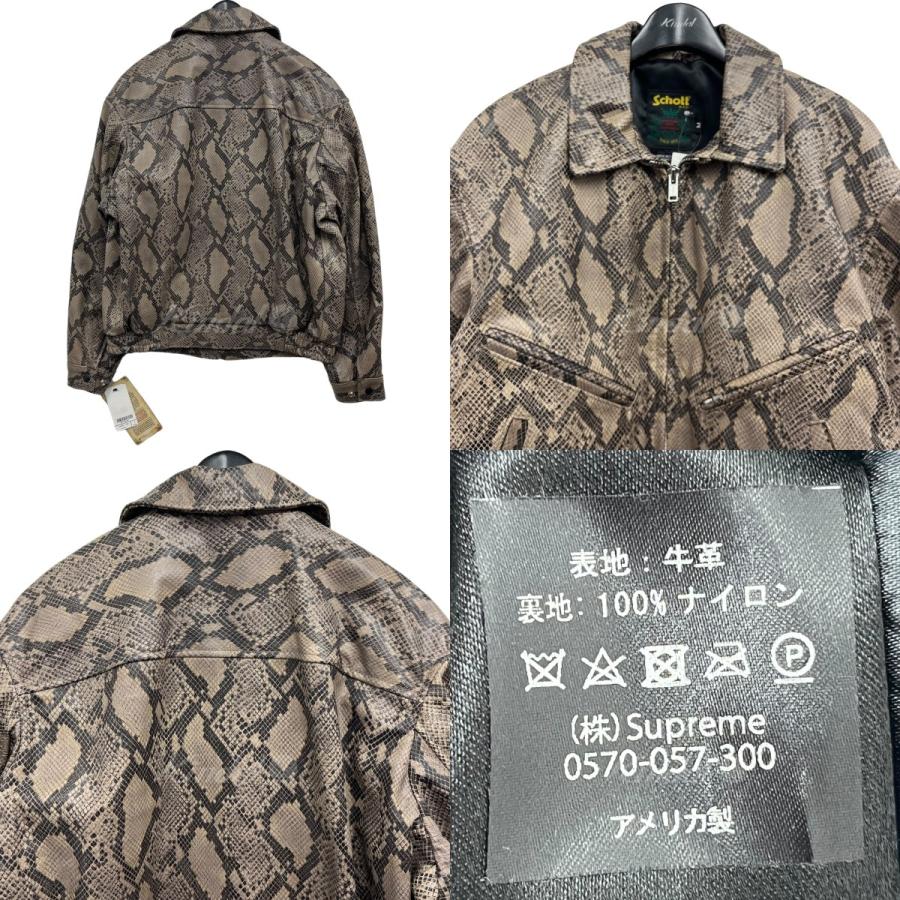 シュプリーム ショット SUPREME × Schott 2021SS 「LeatherWorkJacket」 パイソンレザーワークジャケット ブラウ｜kindal｜06