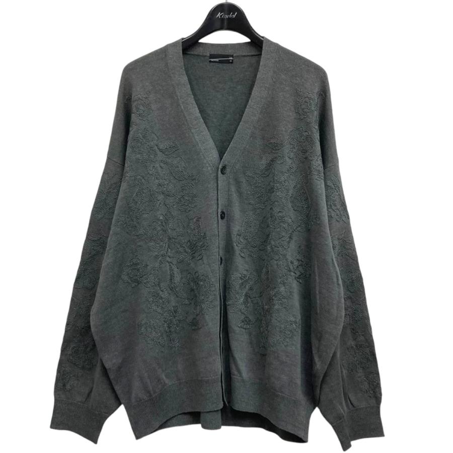 ラッドミュージシャン LAD MUSICIAN フラワー刺繍カーディガン グレー  