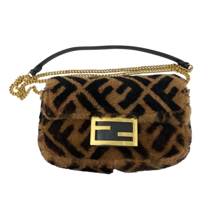 FENDI 【値下げ】FENDI ファーミニバケットショルダーバッグ ブラウン 