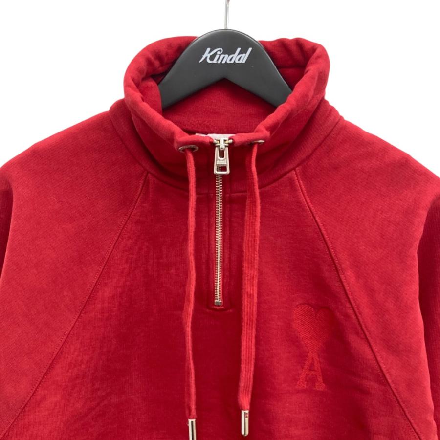 AMI PARIS ハーフジップスウェット ピンク Sサイズ 値下げ】AMIPARIS ハーフジップスウェット レッド サイズ：S (渋谷神南