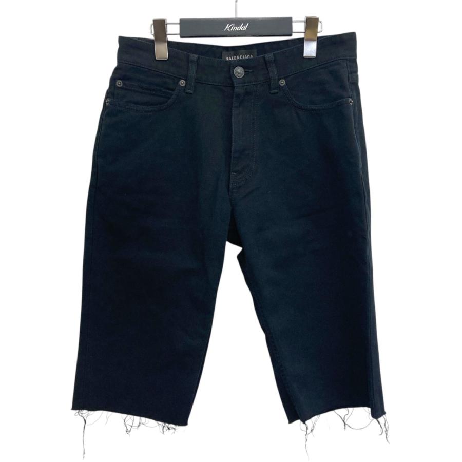 BALENCIAGA ロゴ入り黒ハーフパンツ L BALENCIAGA×adidas 22AW アディダス コラボ ロゴ バギーサイド