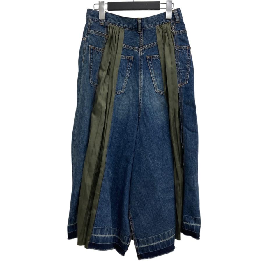 sacai サカイ デニムミックスプリーツ切替スカート インディゴx