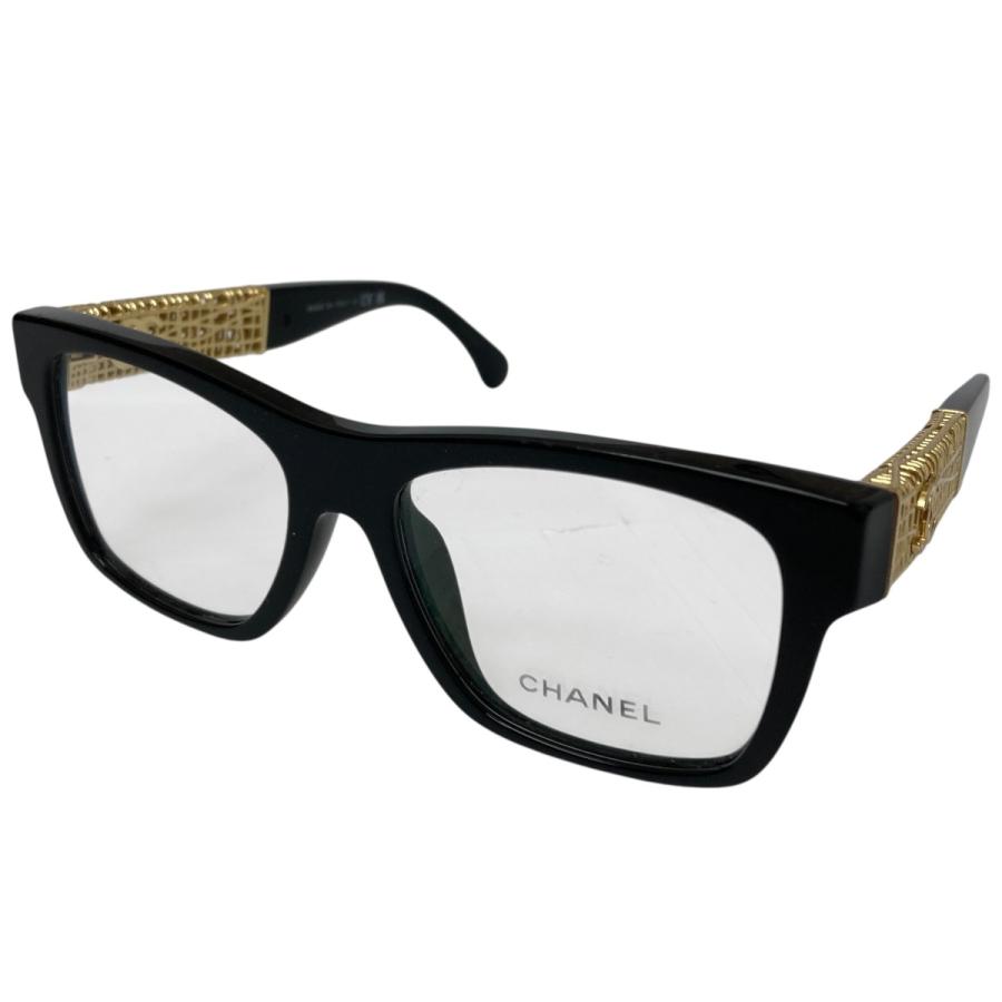 CHANEL シャネル スクエアシェイプオプティカル ブラック×ゴールド  