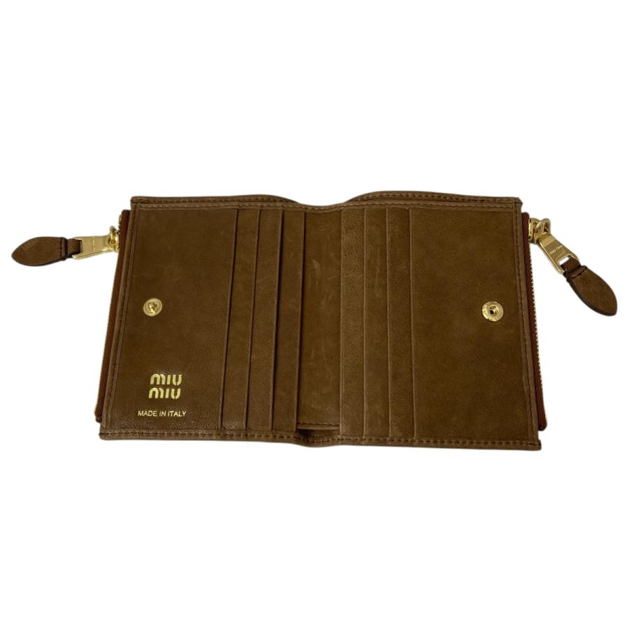 miumiu ナッパレザーウォレット ブラウン miu miu（ミュウミュウ） 【値下げ】MIU MIU ナッパレザーウォレット