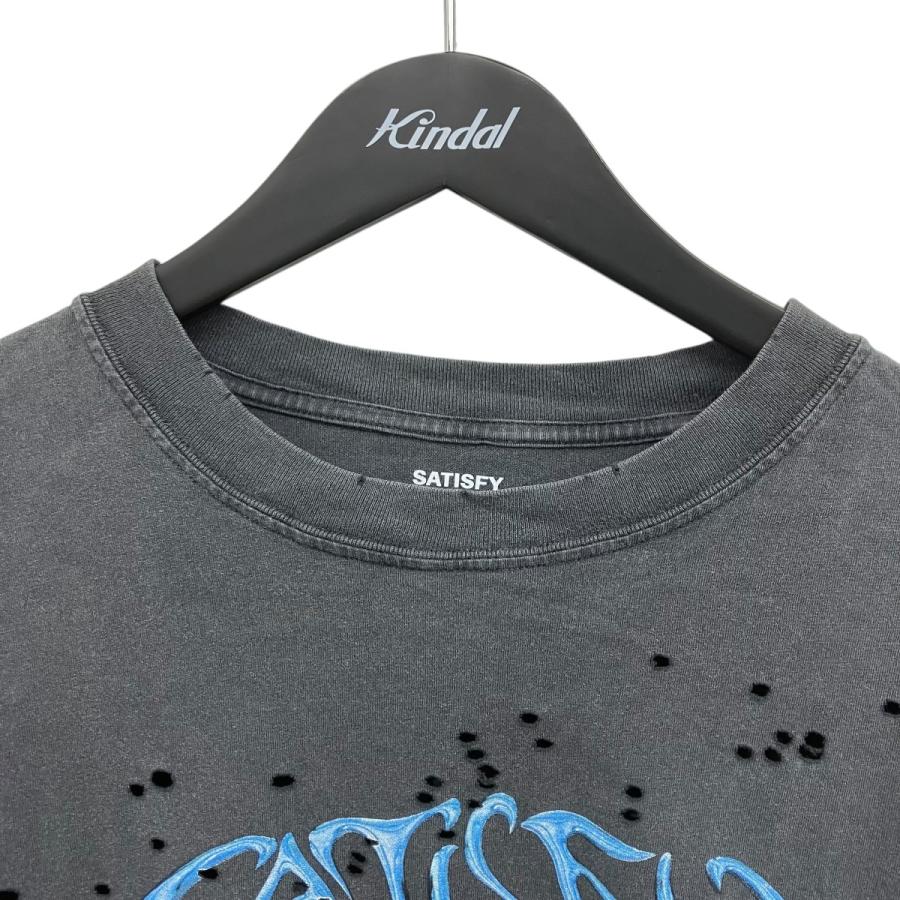 SATISFY サティスファイ メンズ ダメージ Tシャツ グレー系 サティスファイ SATISFY ダメージ加工Tシャツ グレー サイズ：0