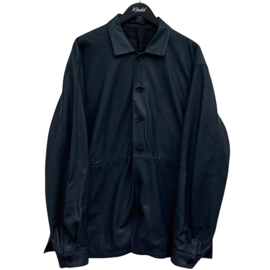 ダークブルー レザーシャツジャケット YOAK（ヨーク） 【値下げ】YOKE レザーシャツジャケット ネイビー