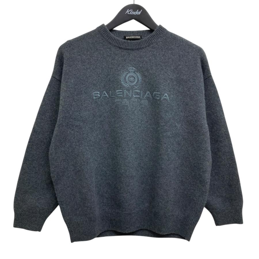 BALENCIAGA（バレンシアガ） カシミヤロゴクルーネックニット グレー