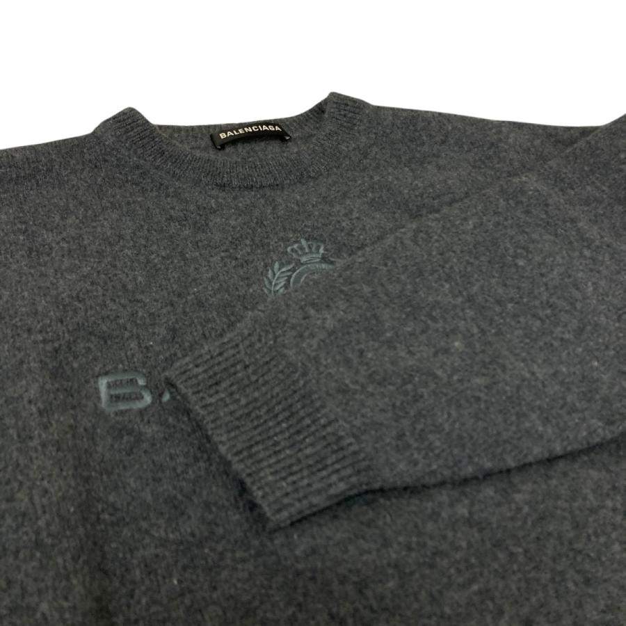 BALENCIAGA（バレンシアガ） カシミヤロゴクルーネックニット グレー