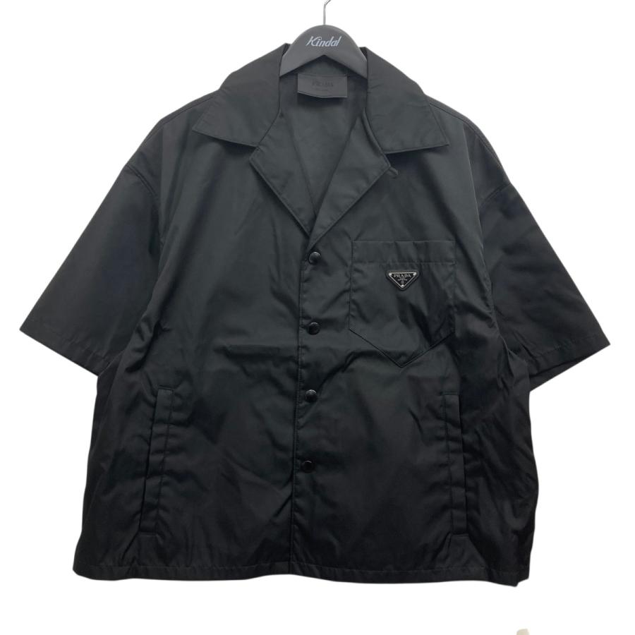 PRADA プラダ 黒 シャツ PRADA (プラダ) ナイロン ポケット フルボタン 2way シャツ