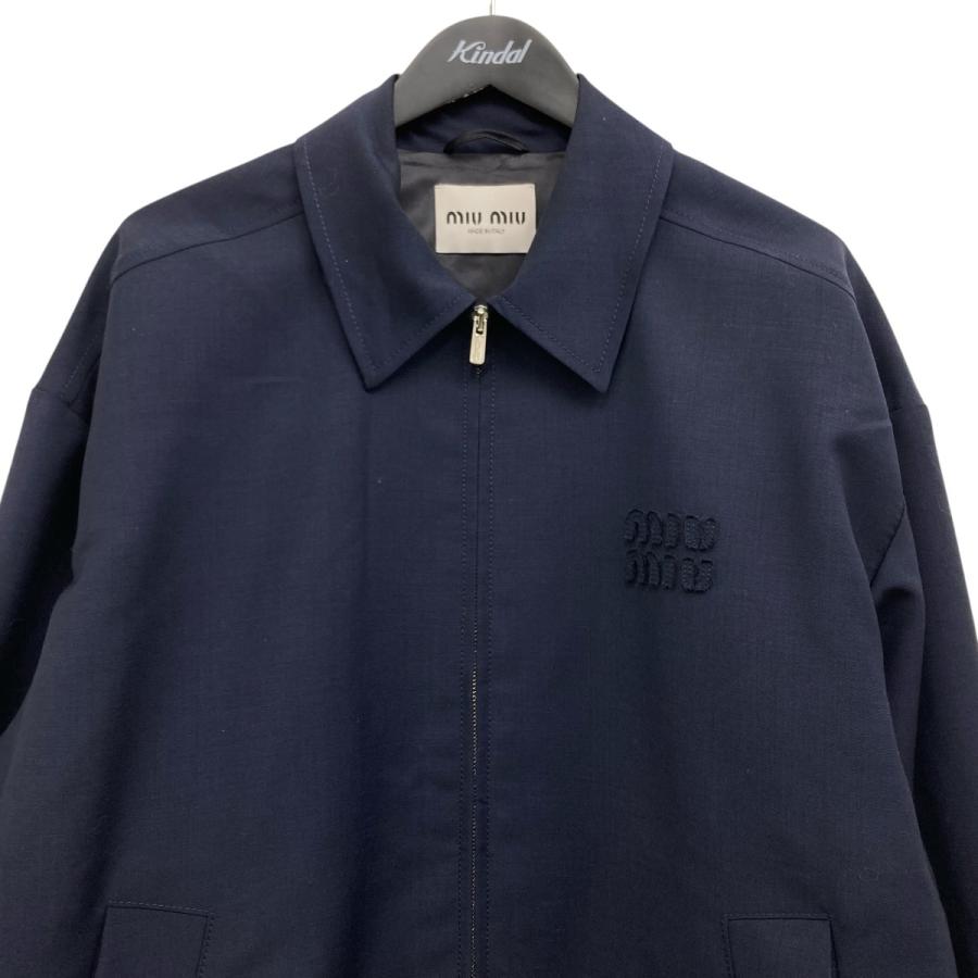 miu miu（ミュウミュウ） ロゴワッペンモヘアブルゾン ネイビー サイズ
