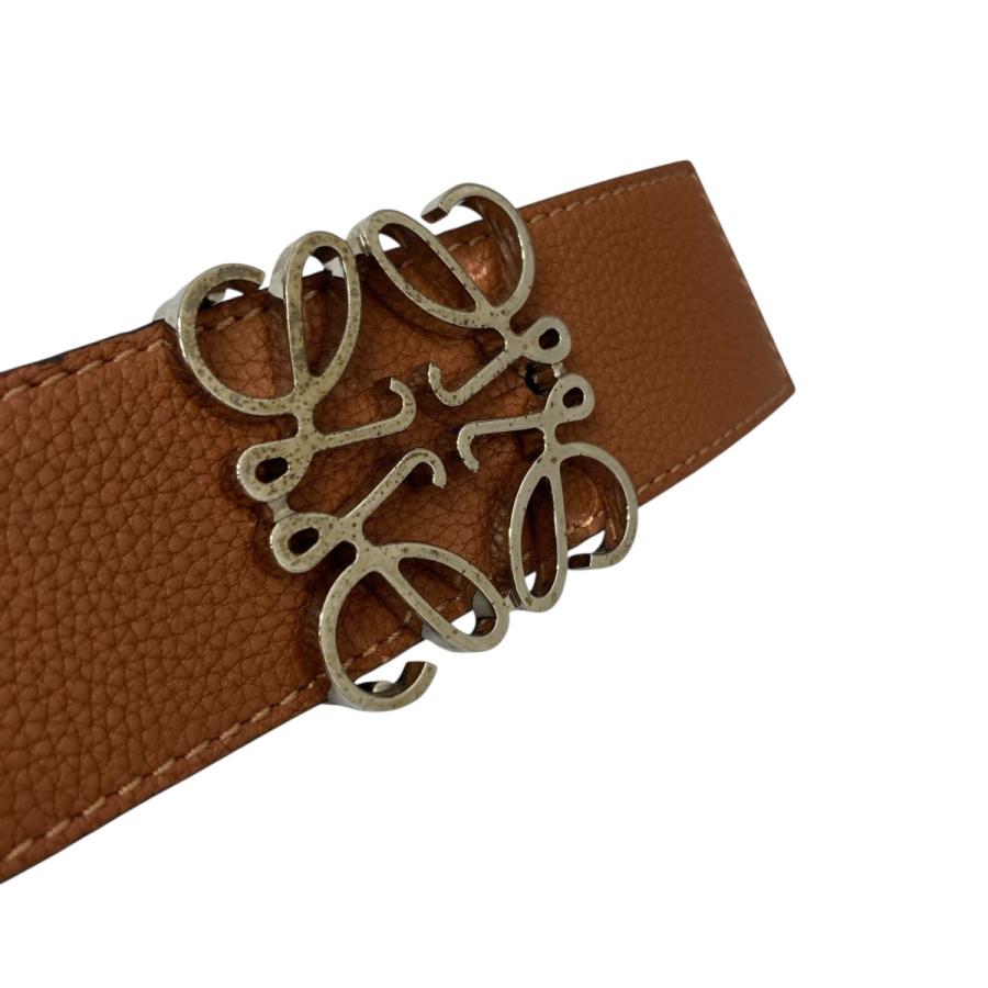 LOEWE ブラウンレザーベルト ロゴバックル LOEWE（ロエベ） LOEWE REVERSIBLE ANAGRAM BELT SAMPLE品 アナグラム