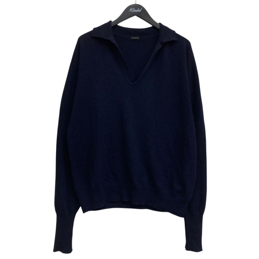 COMOLI カシミヤコモリニット ネイビー フリー COMOLI（コモリ） カシミヤスキッパーニット ネイビー サイズ