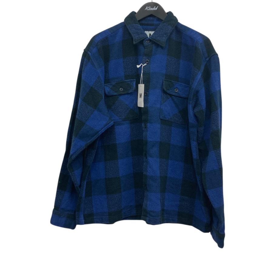 M used wash flannel check shirts チェックシャツ ブルー×ブラック