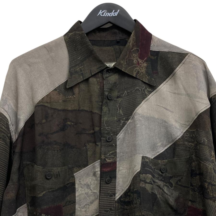 値下げ】ZIGGY CHEN Digital Print Asymmetric Long Shirt MIX OLIVE