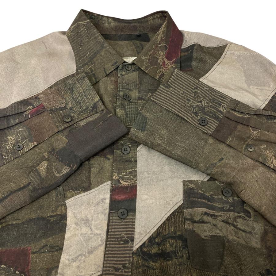 値下げ】ZIGGY CHEN Digital Print Asymmetric Long Shirt MIX OLIVE