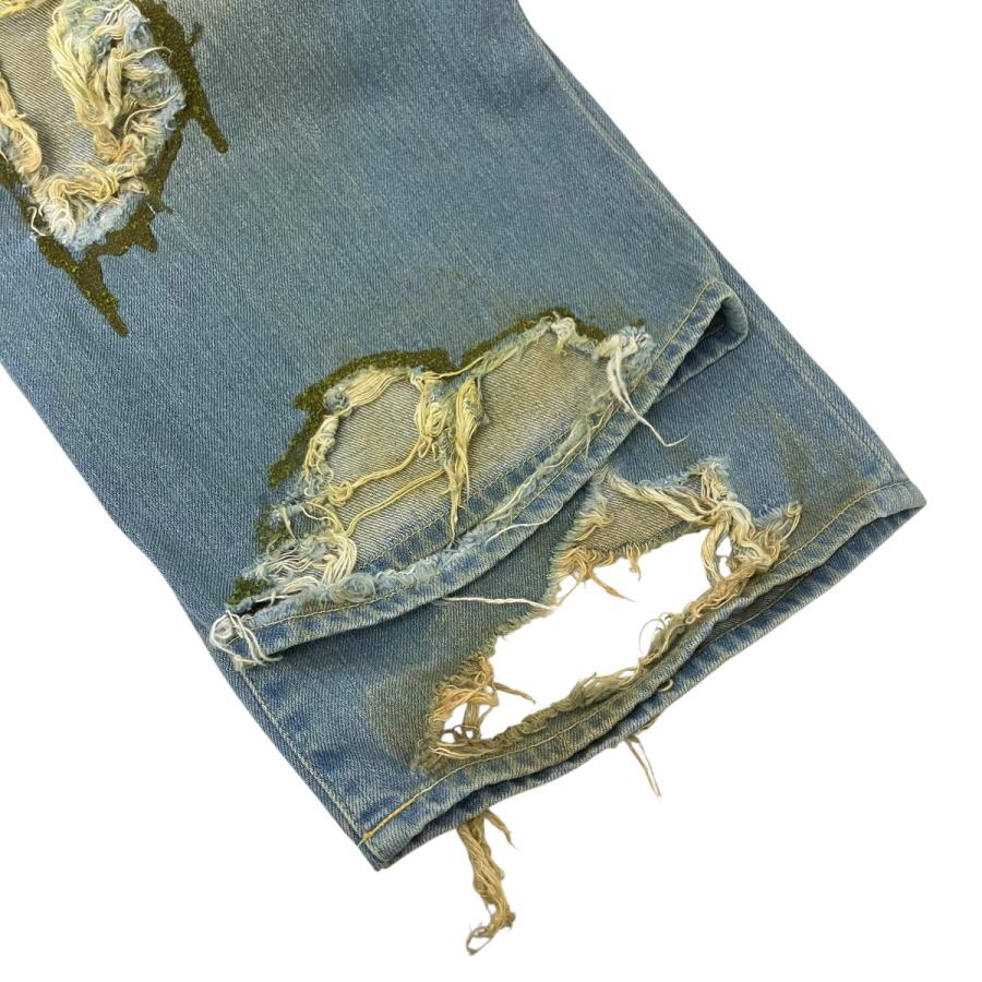 値下げ】LITTLE BEDROOM warp hole denim moss Ver． デニムパンツ