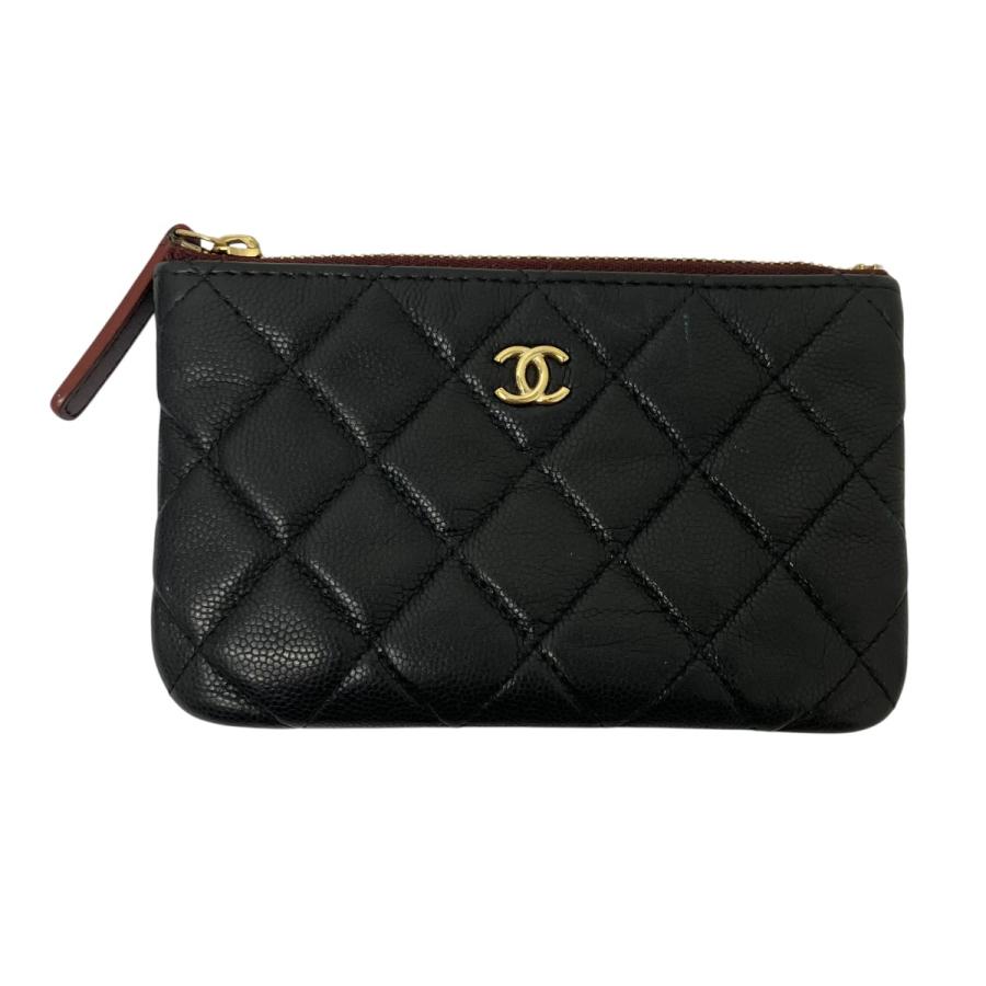 CHANEL（シャネル） キャビアスキン ジップポーチ ブラック サイズ