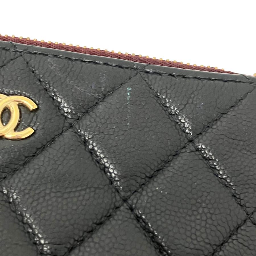 CHANEL（シャネル） キャビアスキン ジップポーチ ブラック サイズ