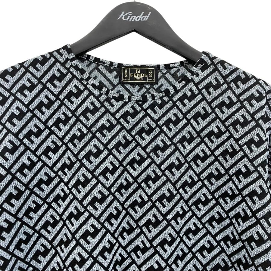 FENDI（フェンディ） ズッカ柄Tシャツ ブラック×グレー サイズ
