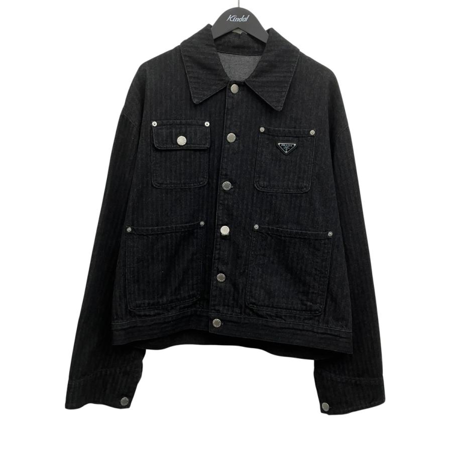 PRADA（プラダ） ロゴプレートデニムジャケット ブラック サイズ：M