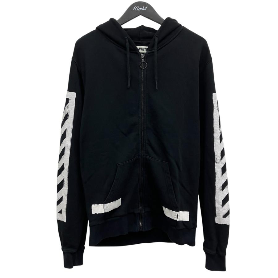 OFF-WHITE パーカー XS off white（オフホワイト） ジップパーカー ブラック サイズ：XS