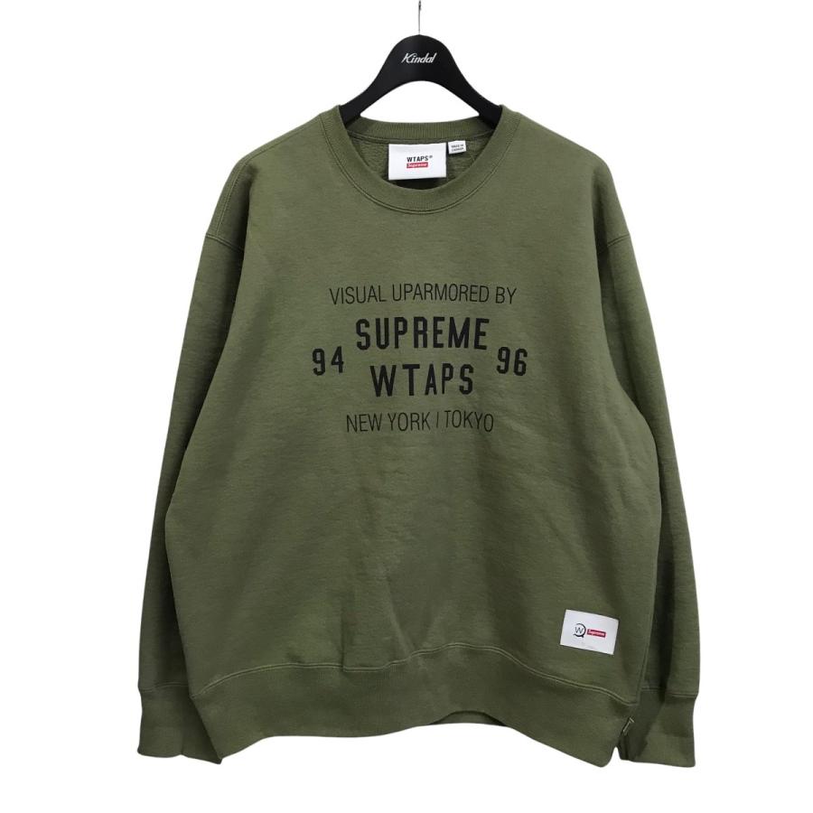 【値下げ】SUPREME × WTAPS 21AW WTAPS Crewneck ロゴスウェット Light Olive サイズ：M (銀座店