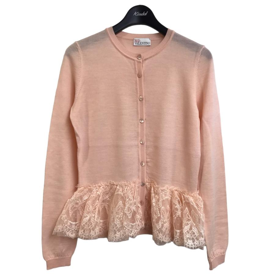 値下げ】RED VALENTINO 裾レースカーディガン ピンク サイズ：S (EC  