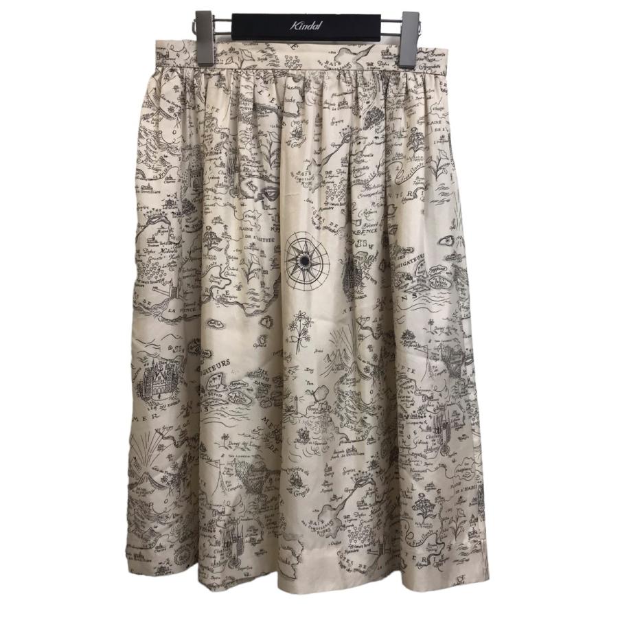 LA PRESTIC OUISTON 【値下げ】LA シルク総柄スカート ベージュ サイズ  